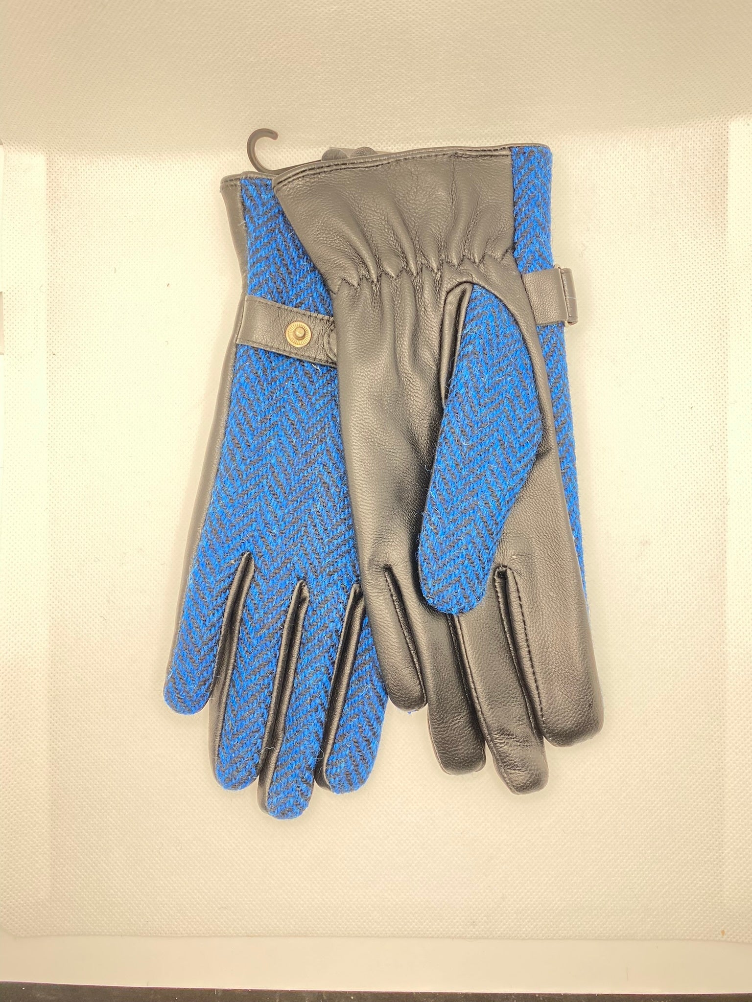 Harris Tweed Black Ladies Leather Gloves